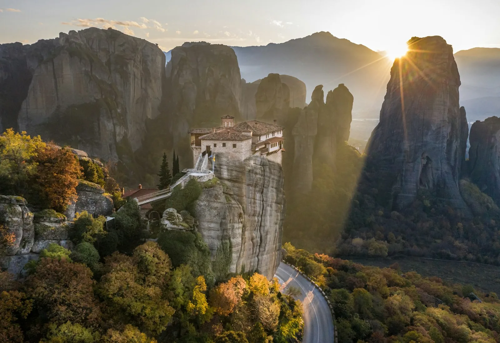 Monasteries perched on the towering rock pillars of Meteora in northern Greece