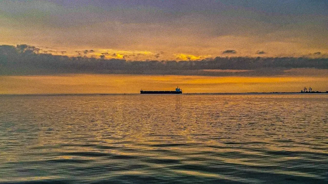 Sunset over the Thermaic Gulf from the Thessaloniki waterfront