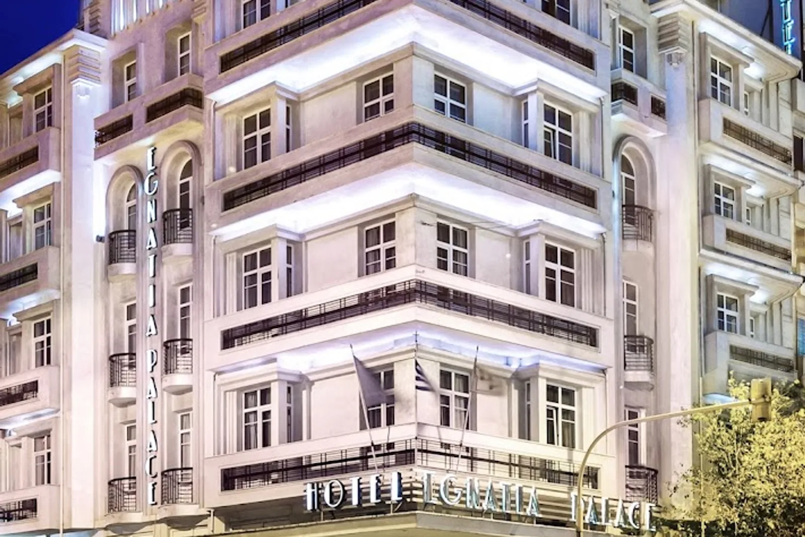 Art-deco facade of Egnatia Palace Hotel on Egnatia Street