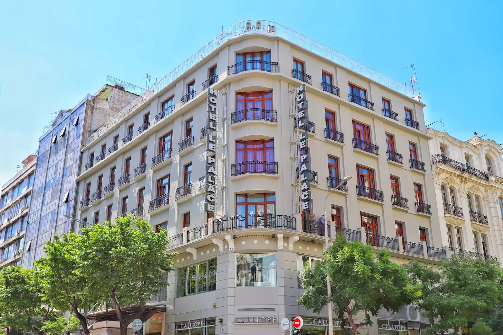 Le Palace Art Hotel facade on Tsimiski Street, Thessaloniki