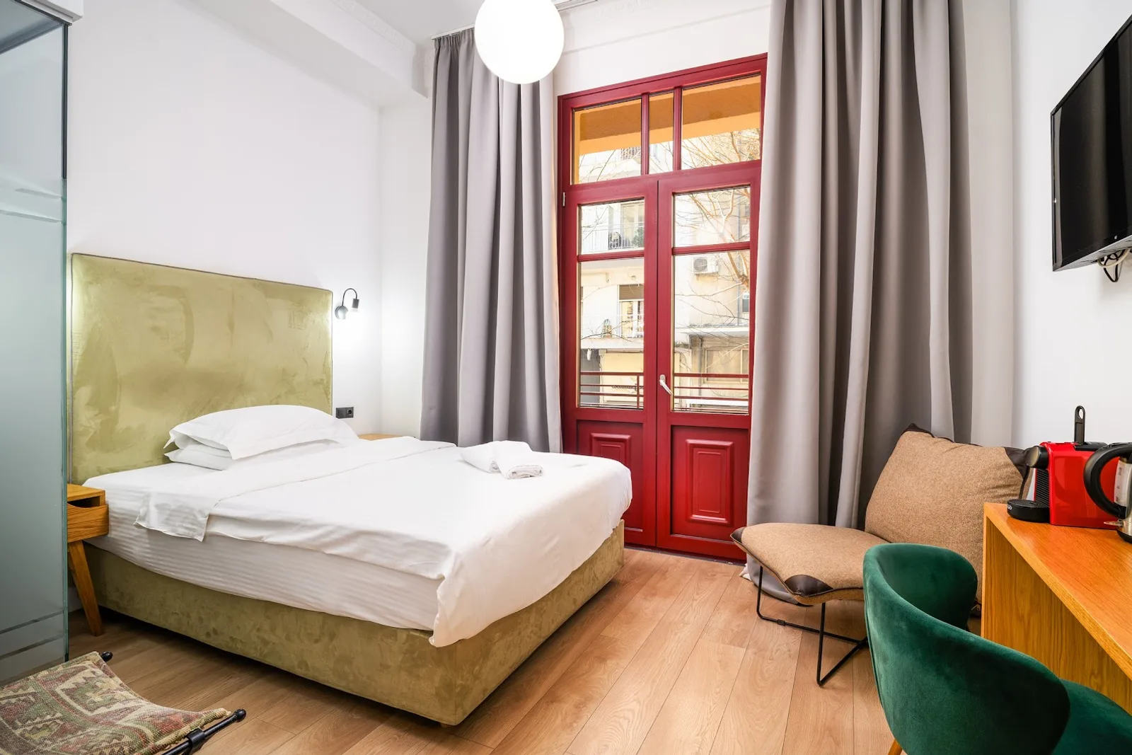 Contemporary suite at Maroon Bottle Luxury Suites in central Thessaloniki
