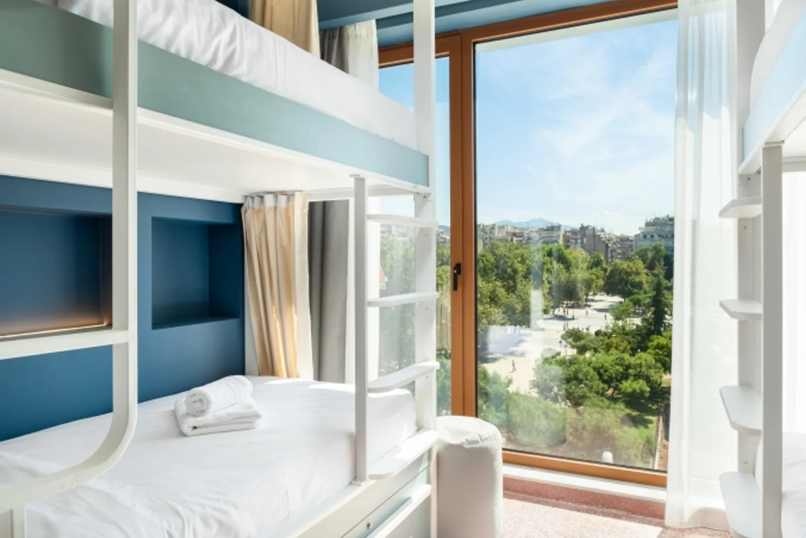 Terrace bar at Zeus is Loose Hostel overlooking central Thessaloniki