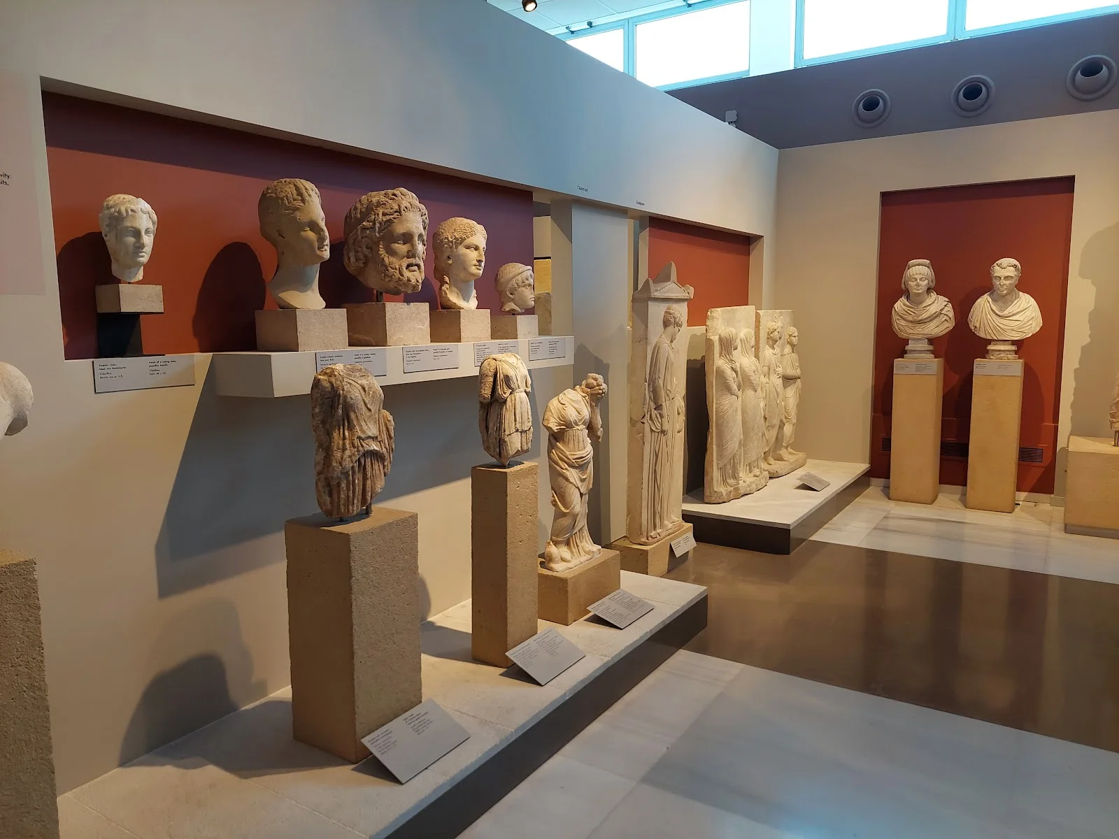 Classical marble sculptures on display in the Archaeological Museum of Thessaloniki