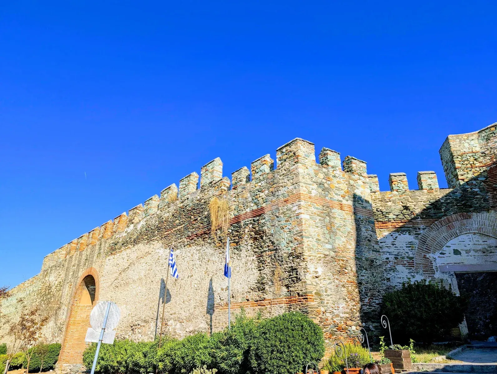 Byzantine stone walls and tower above Thessaloniki