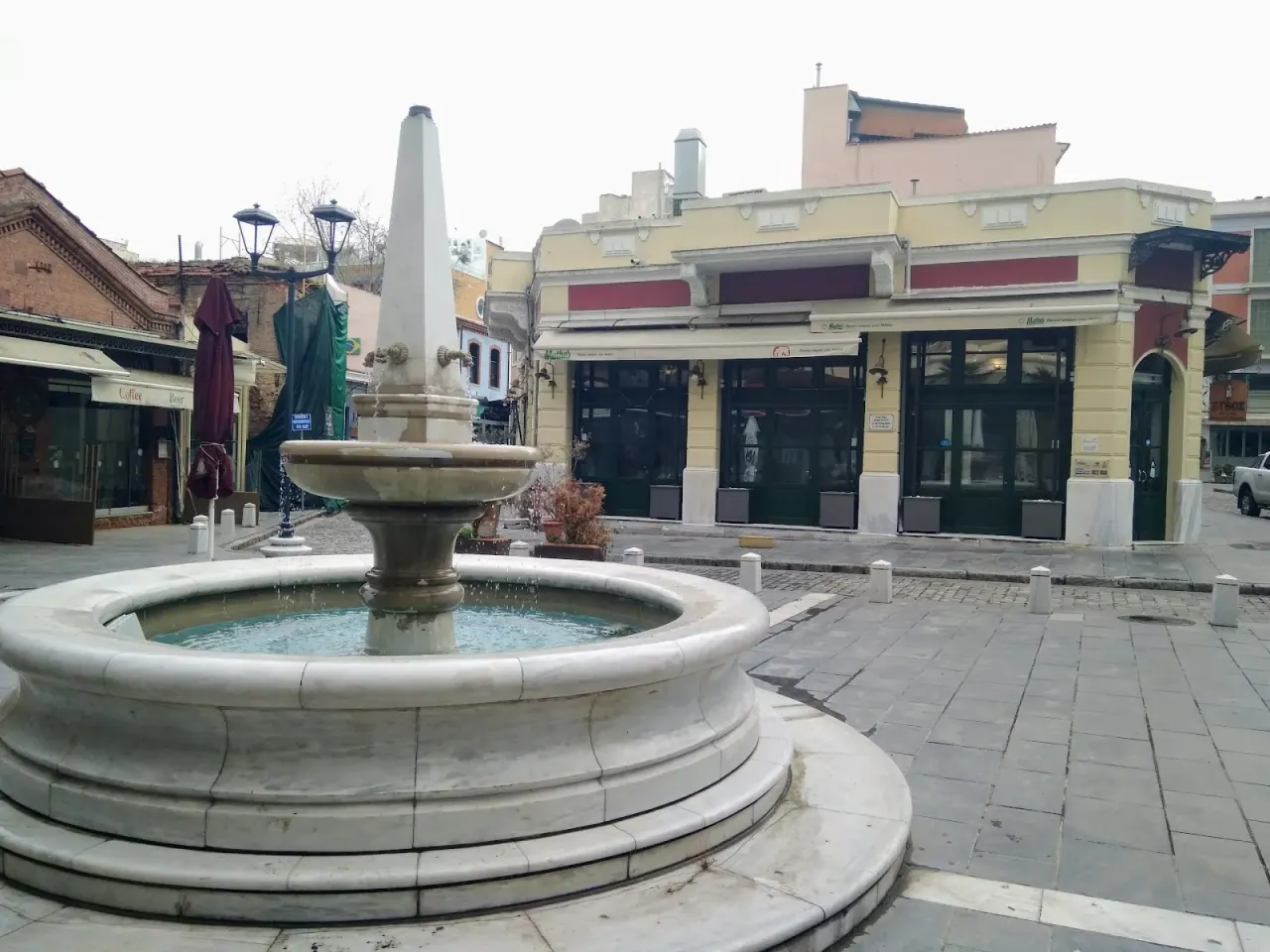 A pedestrian street in the Ladadika district of central Thessaloniki