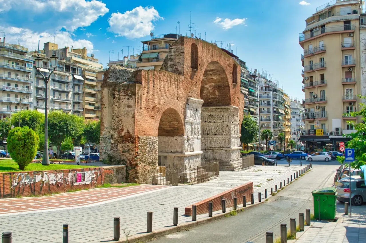 The Arch of Galerius (Kamara), a Roman triumphal arch of around 300 AD, standing in central Thessaloniki