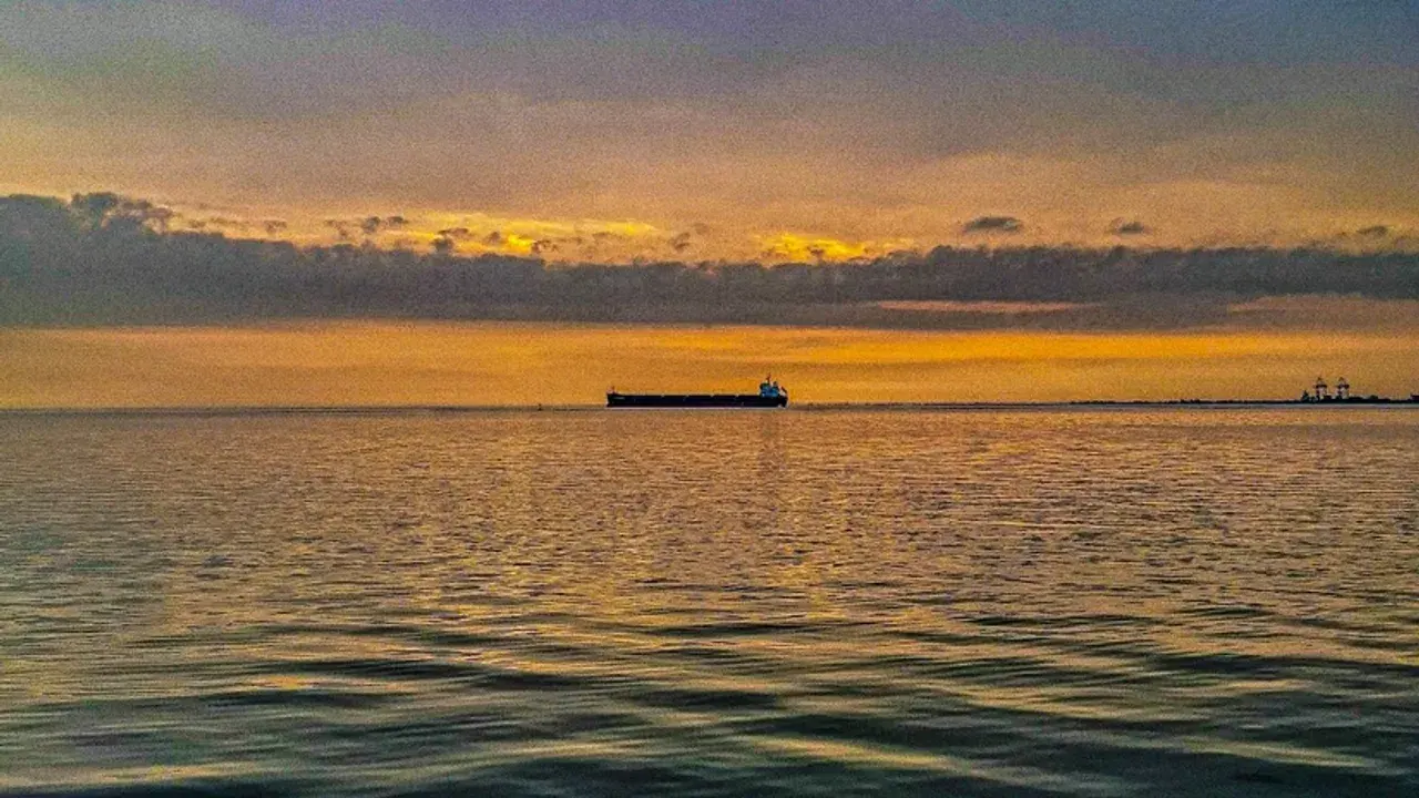 Sunset over the Thermaic Gulf from the Thessaloniki waterfront