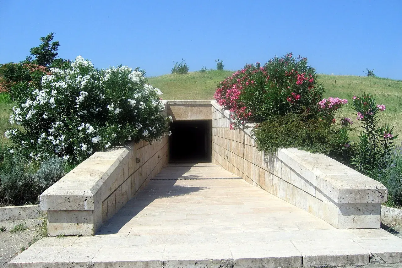 The entrance to the Royal Tombs museum (Great Tumulus) at Vergina