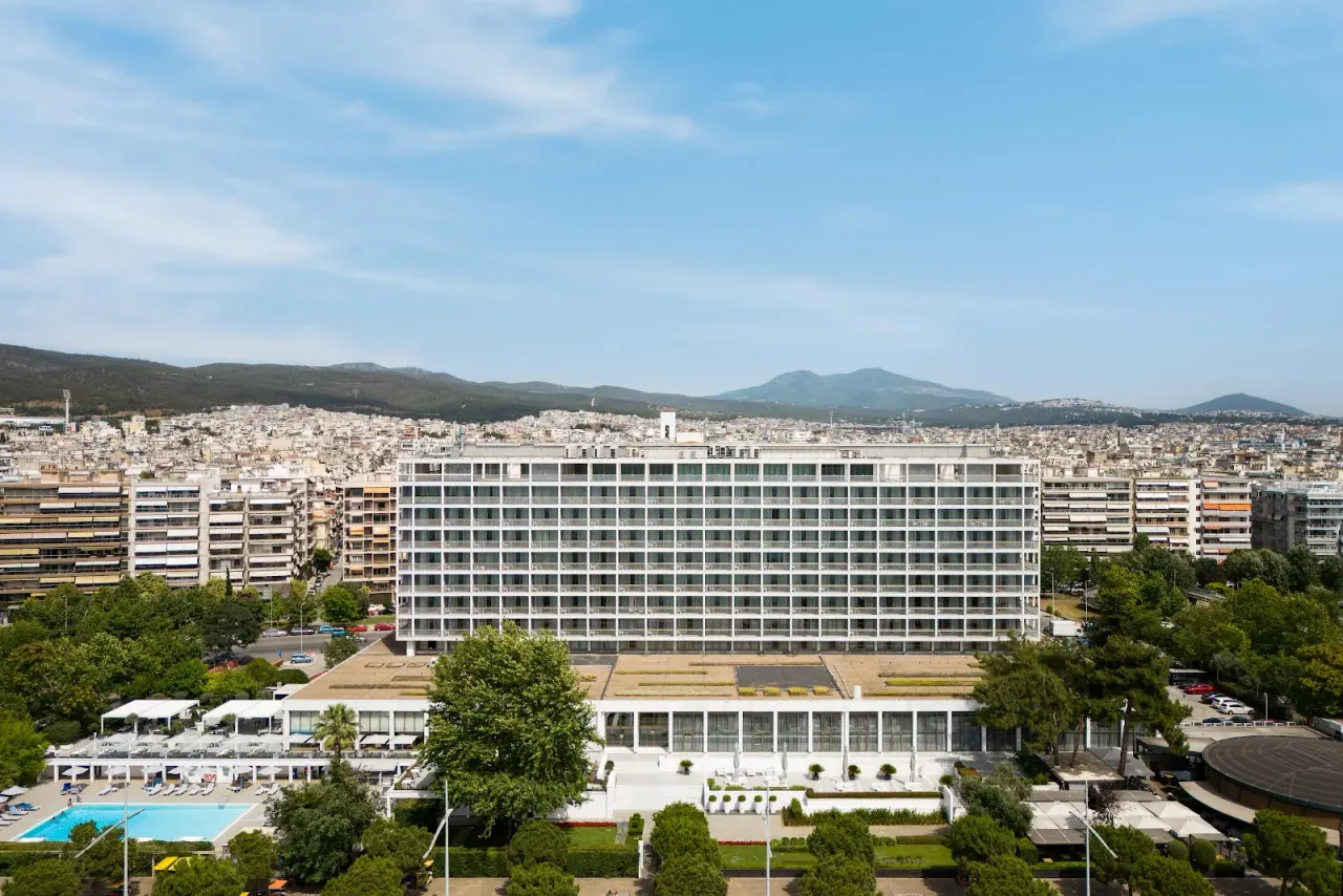 Makedonia Palace hotel facade overlooking the Thessaloniki seafront