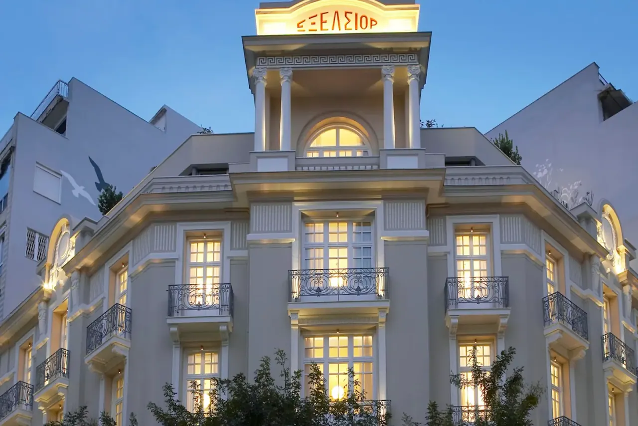 Neoclassical facade of The Excelsior hotel in central Thessaloniki