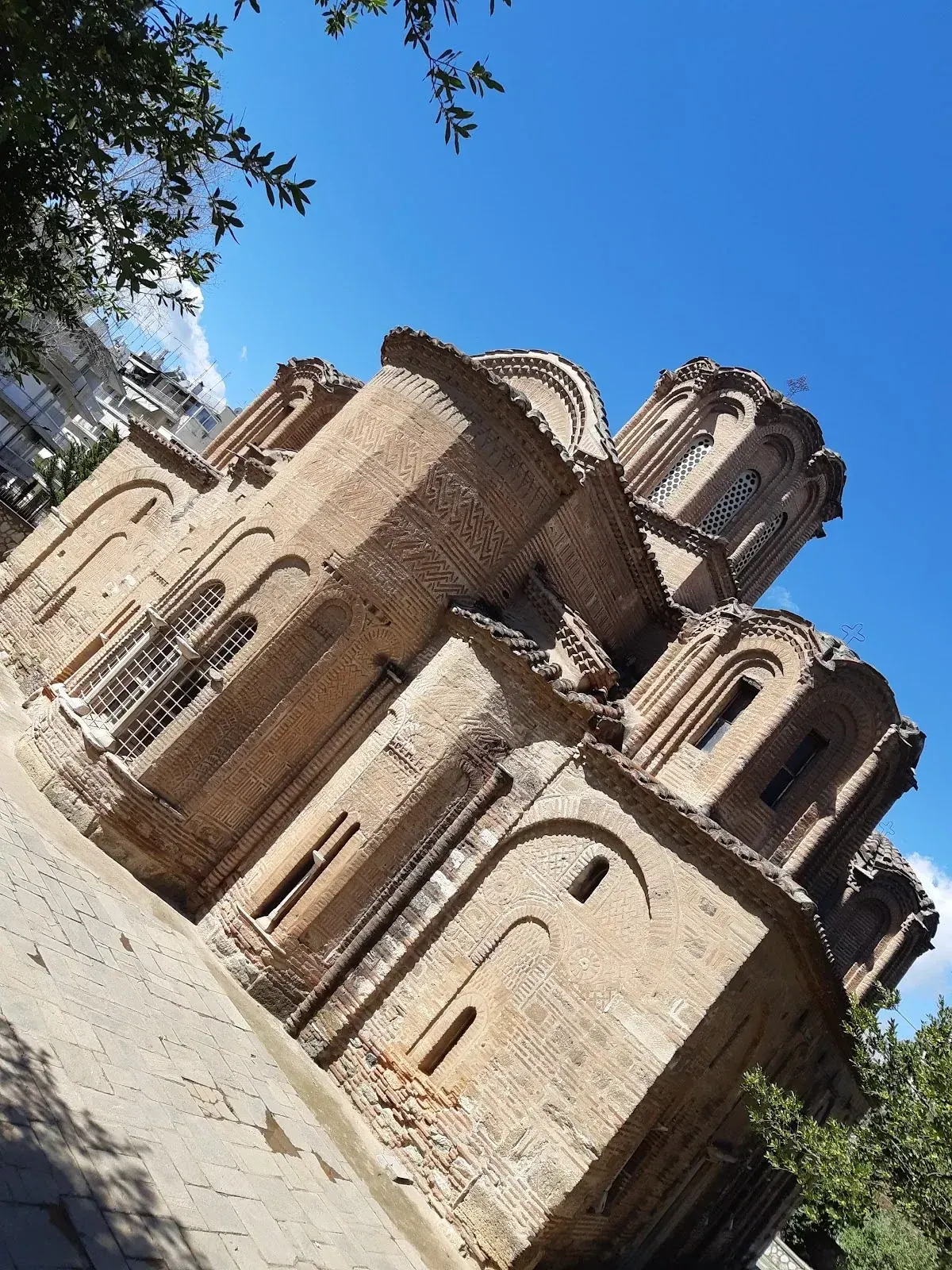 The ornamental patterned brickwork on the exterior of the Church of the Holy Apostles, Thessaloniki