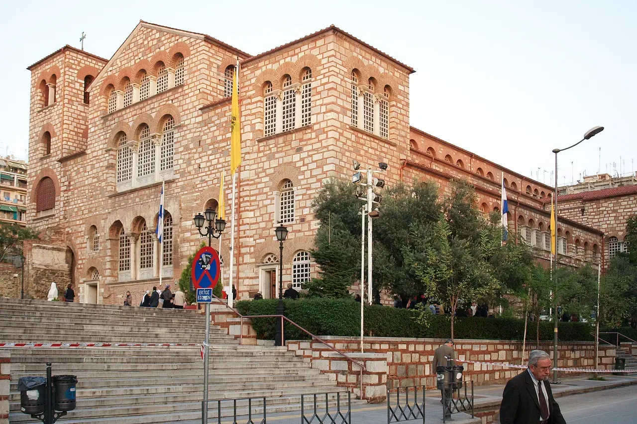 The basilica of Agios Dimitrios in Thessaloniki at dusk