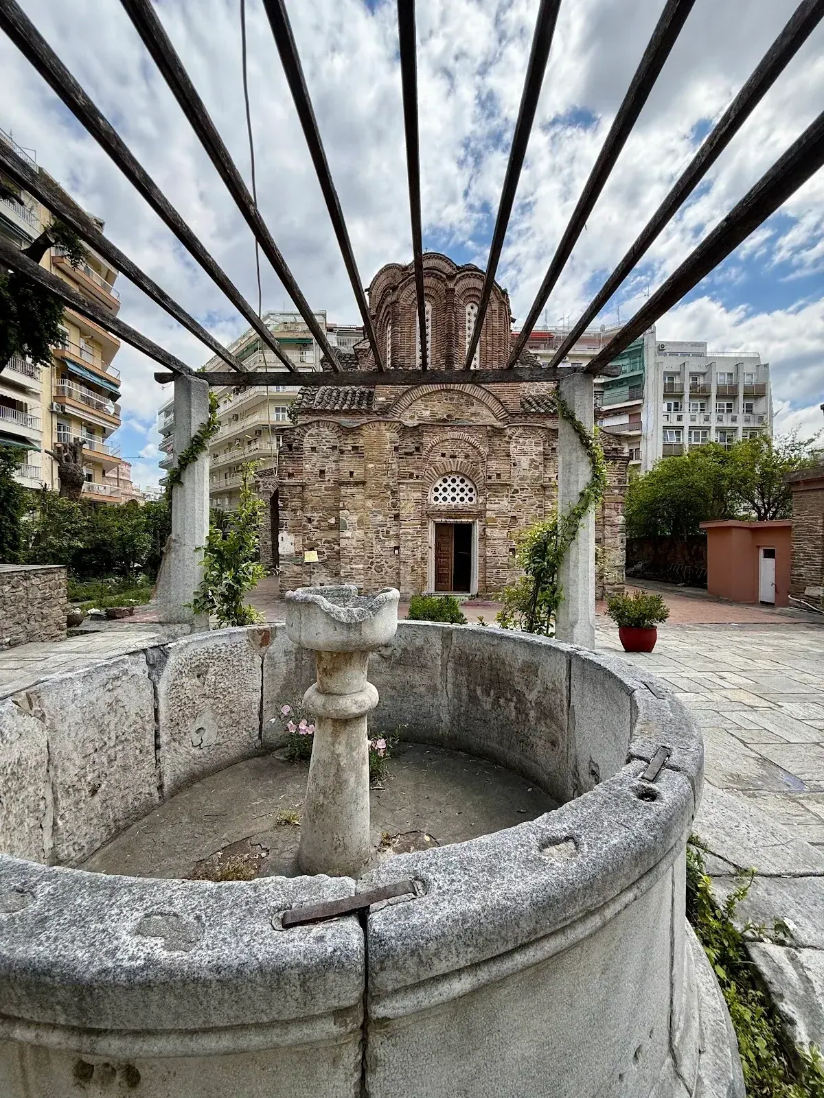 The frescoed central dome of the Byzantine church of Agios Panteleimon, Thessaloniki