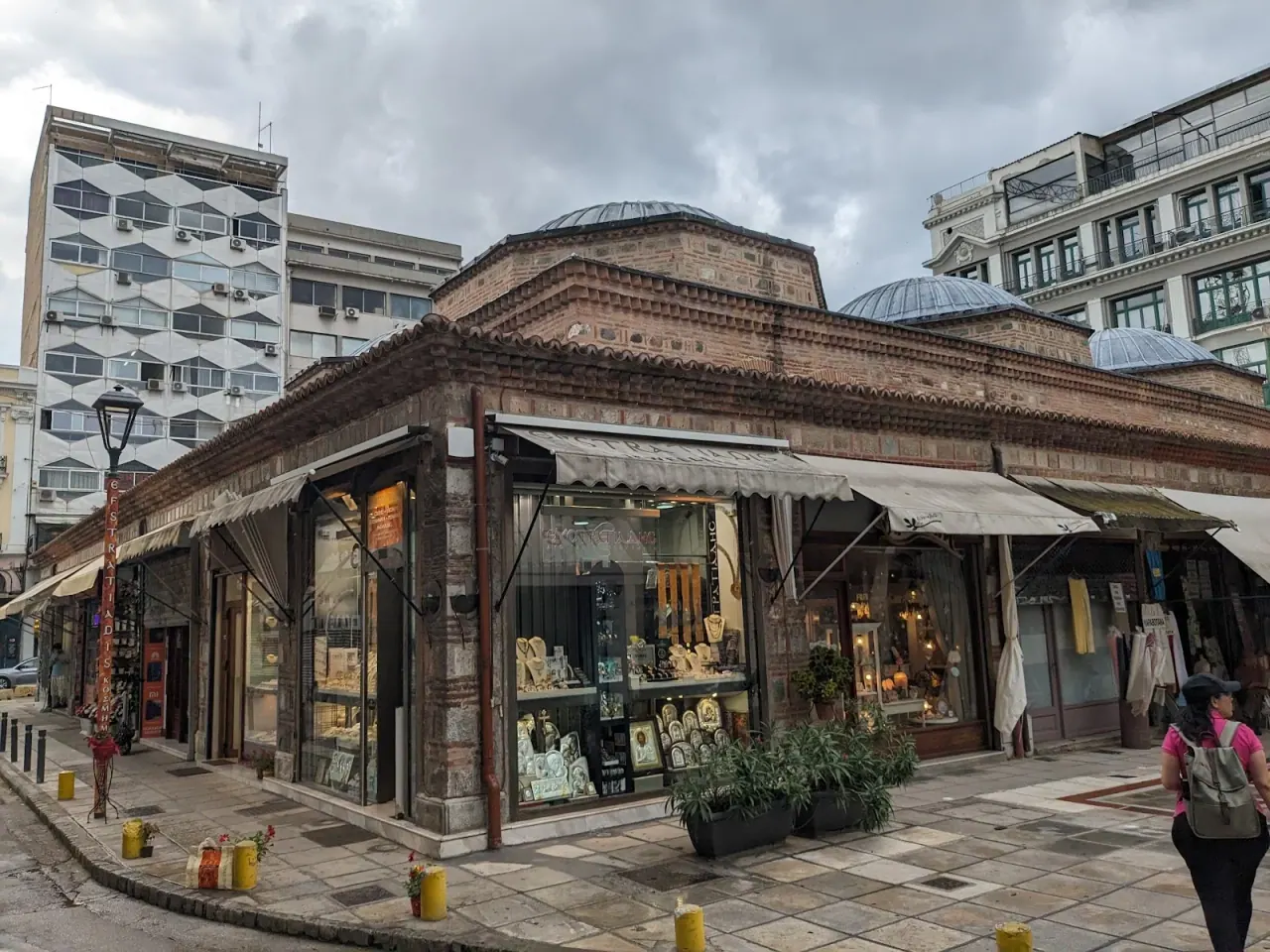 The cluster of lead-covered domes on the roof of the Bezesteni Ottoman market, Thessaloniki