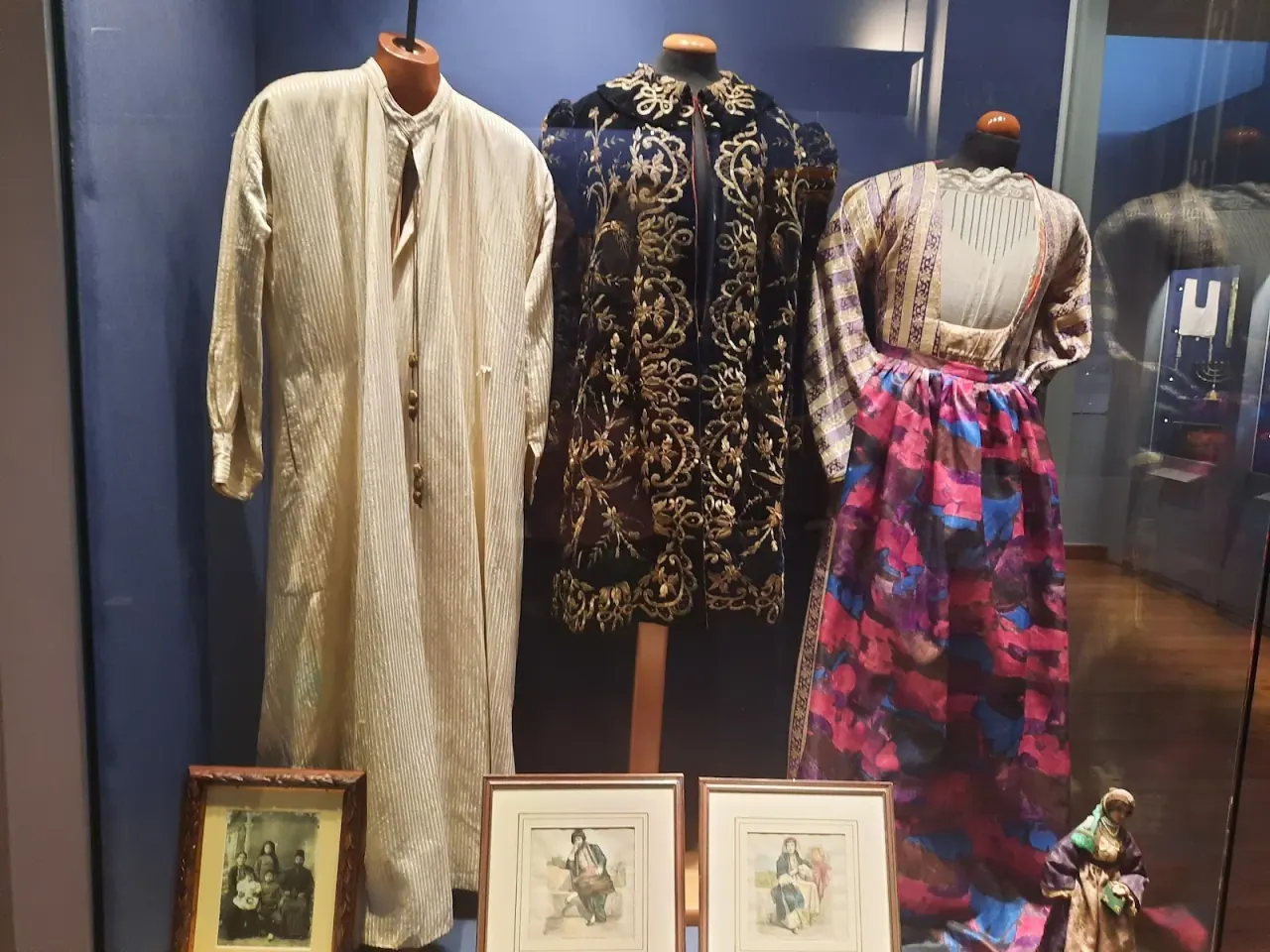 A traditional Sephardic garment on display in the Jewish Museum of Thessaloniki