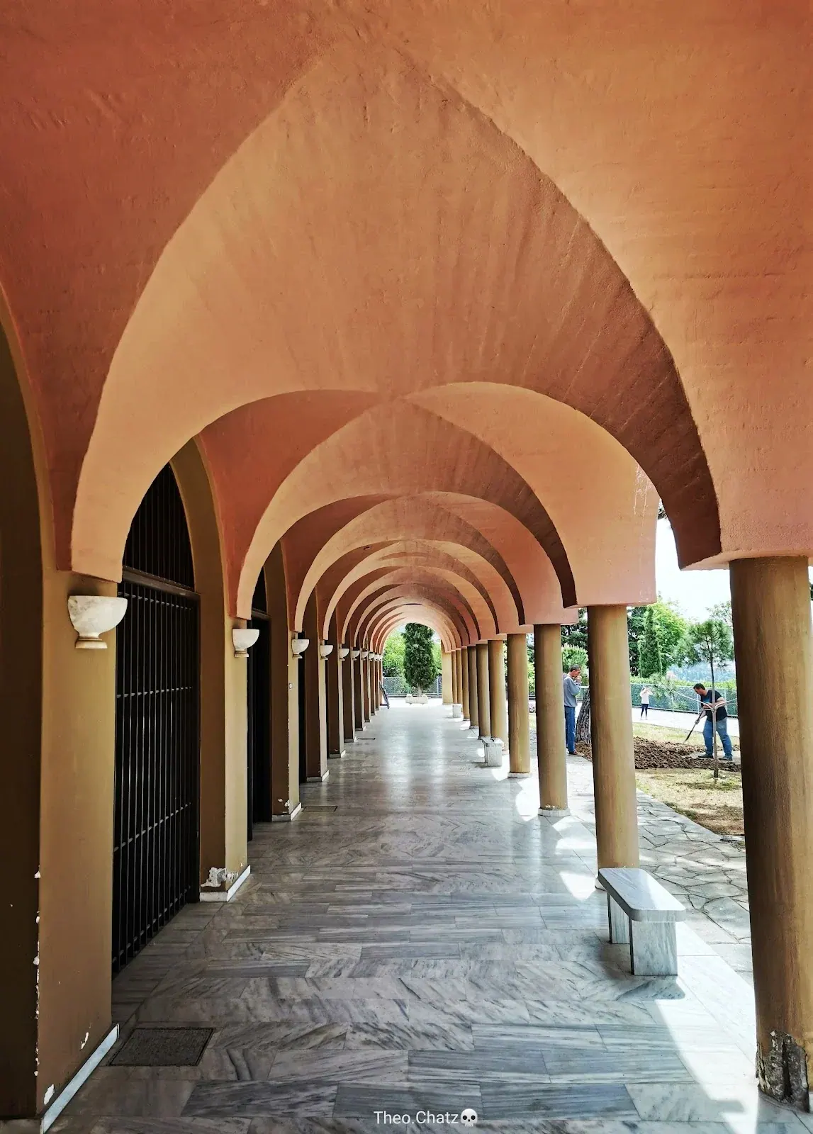 The frescoed interior and arches of Osios David (Latomou Monastery), Thessaloniki