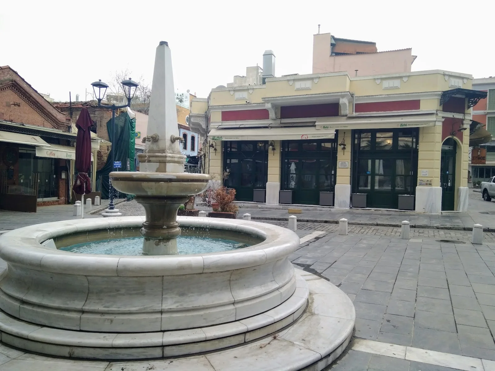 A pedestrian street in the Ladadika district of central Thessaloniki