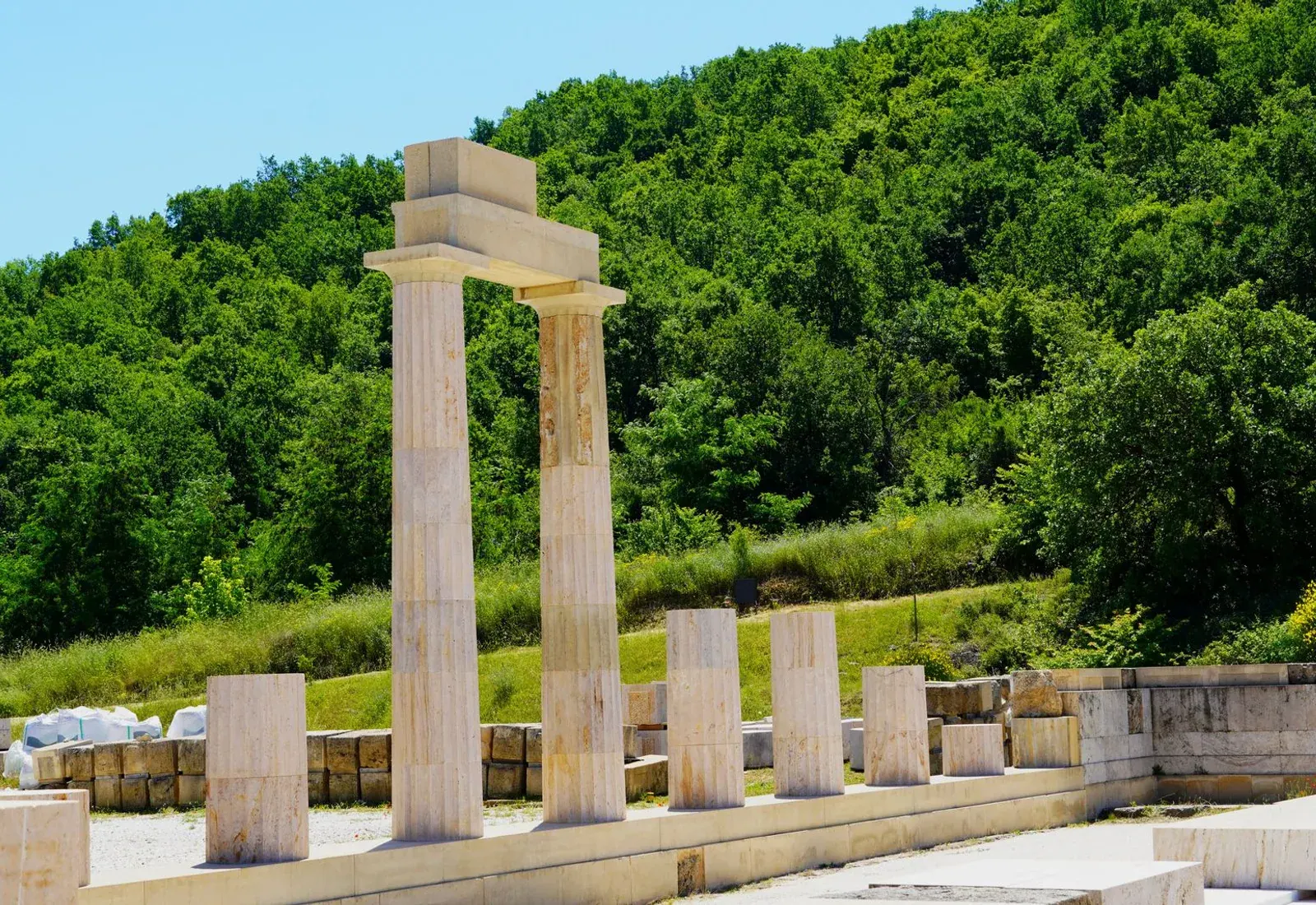 The restored colonnade of the Palace of Aigai at Vergina