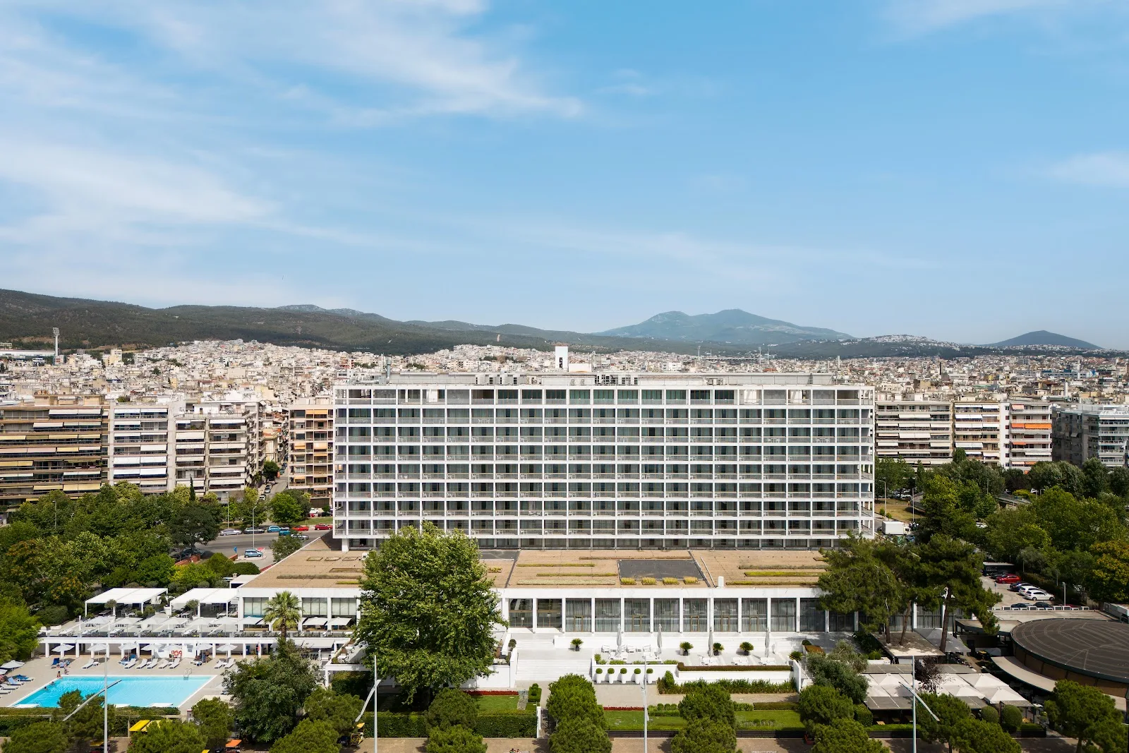 Makedonia Palace hotel facade overlooking the Thessaloniki seafront