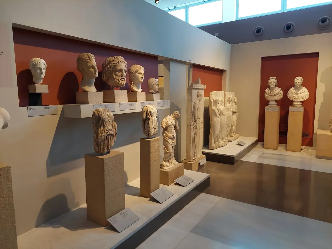 Classical marble sculptures on display in the Archaeological Museum of Thessaloniki